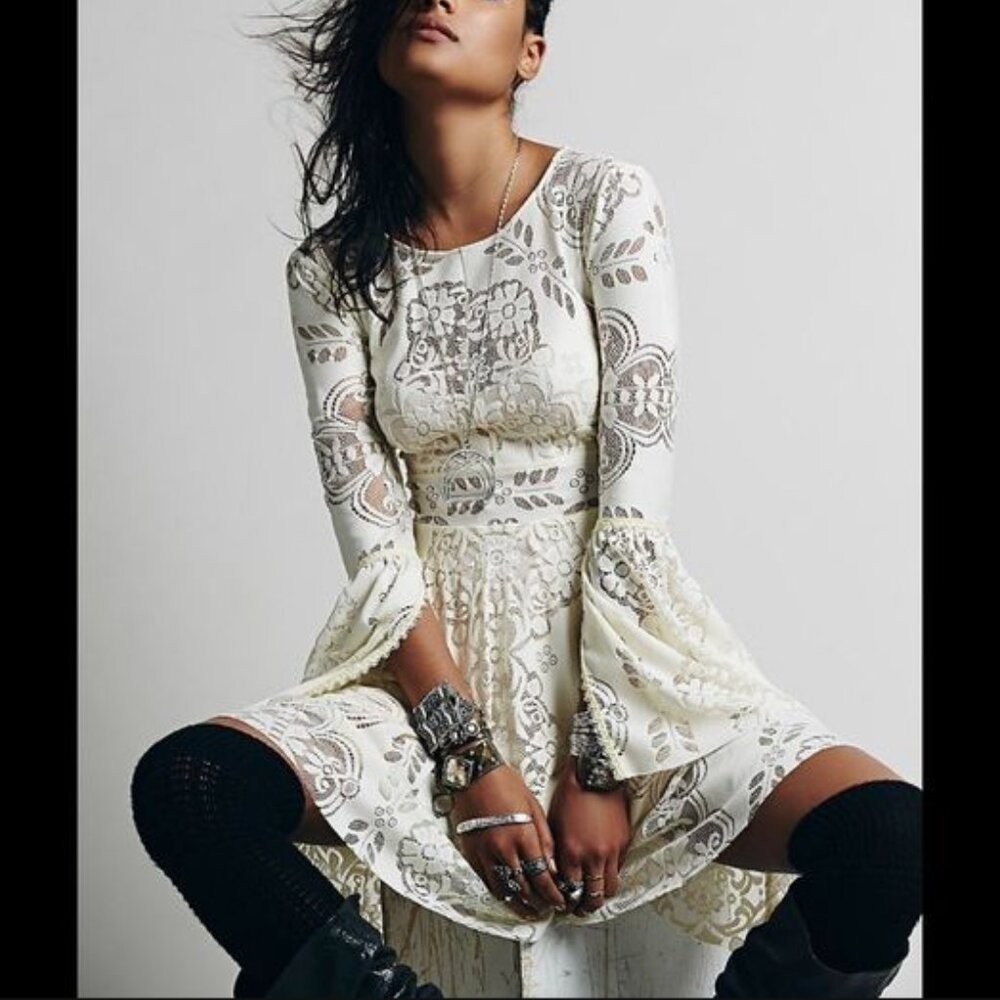 Free People Lace Lovers Folk Song Mini Dress (6)